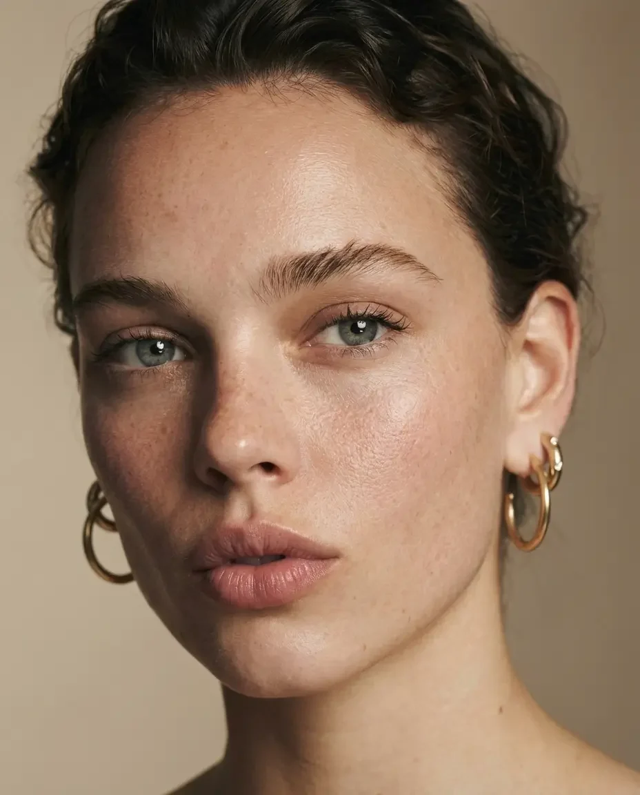 Beauty portrait with defined brows and natural makeup